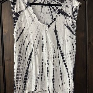 Pam & Gela Black and White Asymmetrical Tank Top